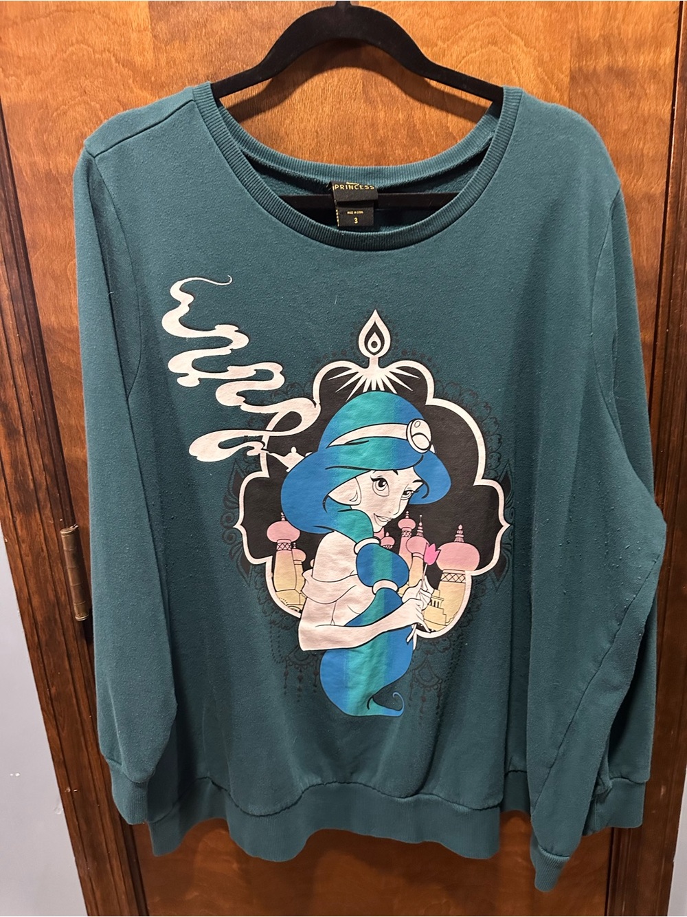 Disney Princess Jasmine Teal Graphic Sweatshirt Size 3 / 2XL-3XL Plus